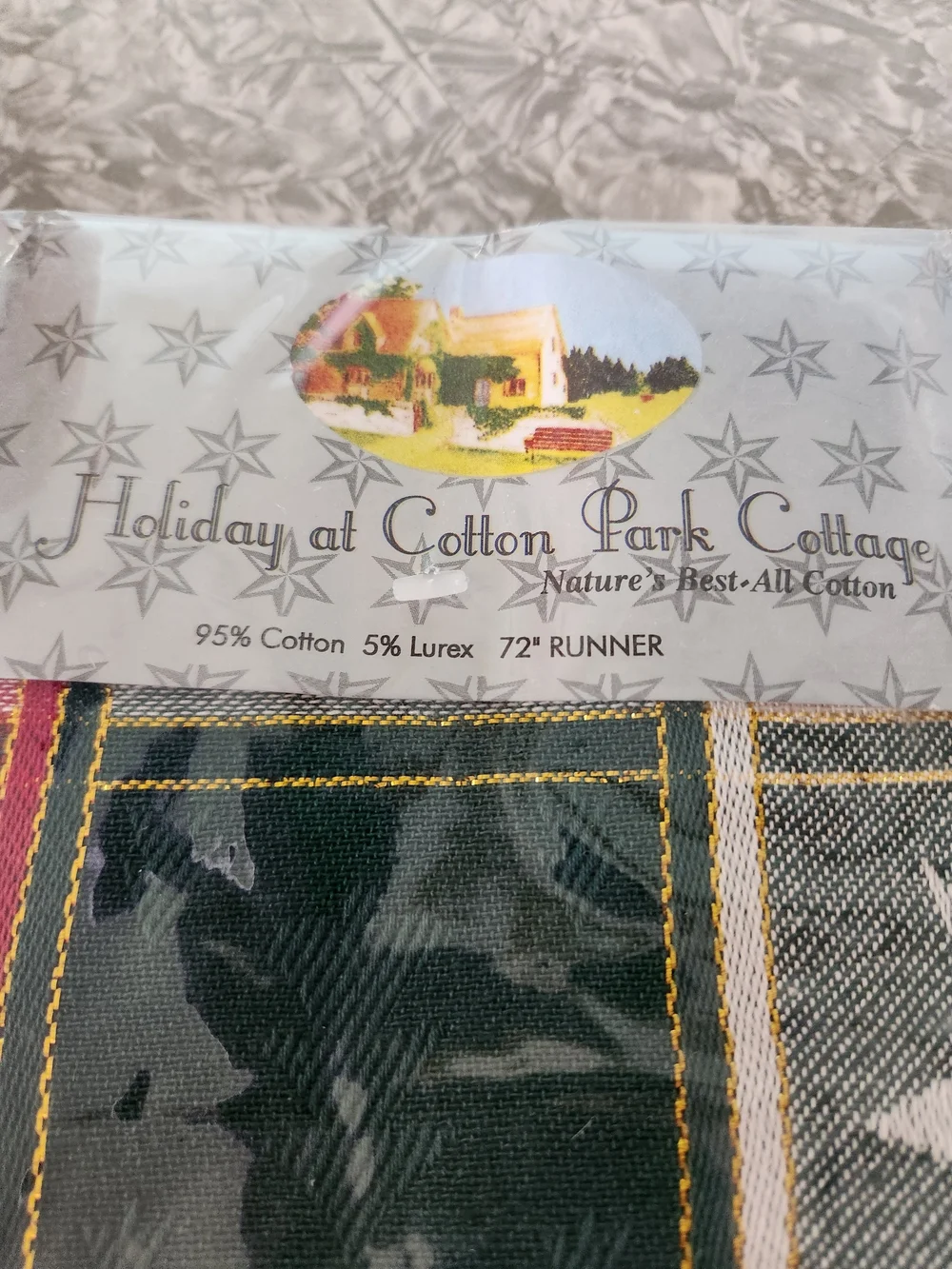 Holiday at Cotton Park Cottage Table Runner - Green Plaid
